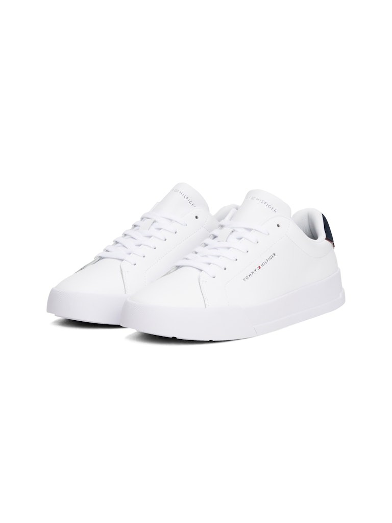Tommy Hilfiger Deri Beyaz Erkek Kısa Taban Sneakers