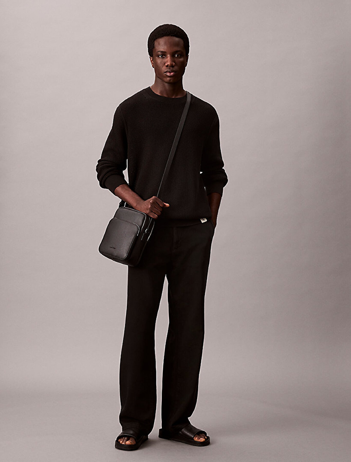 Calvin Klein Erkek Siyah Micro Pebble Çapraz Çanta