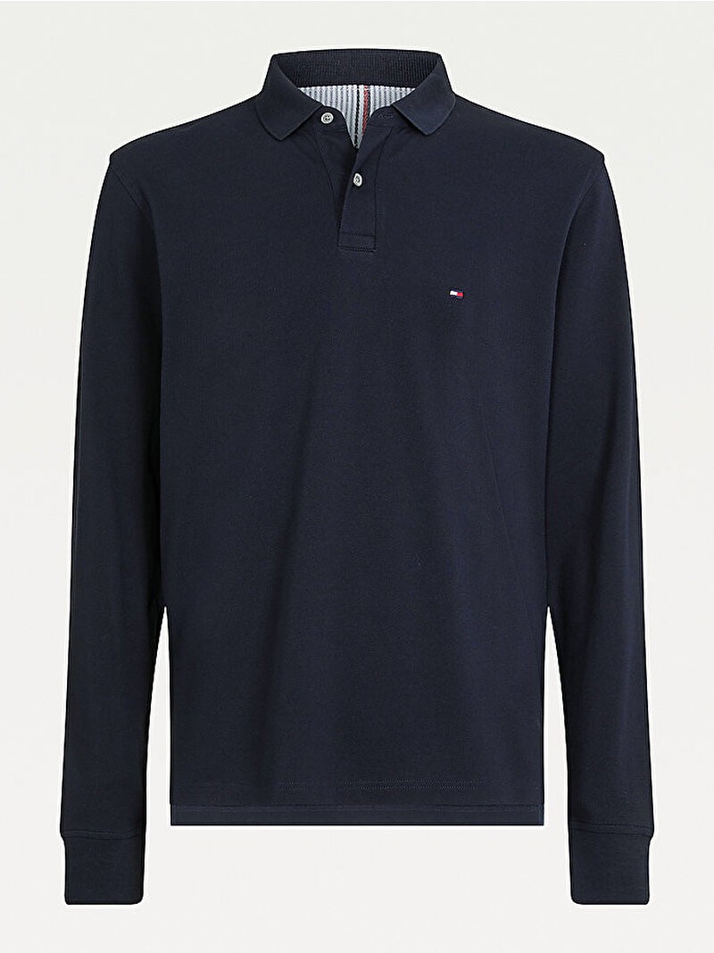 Tommy Hilfiger Erkek Lacivert Düğmeli Uzun Kollu Polo Yaka T Shirt - MW0MW20183DW5