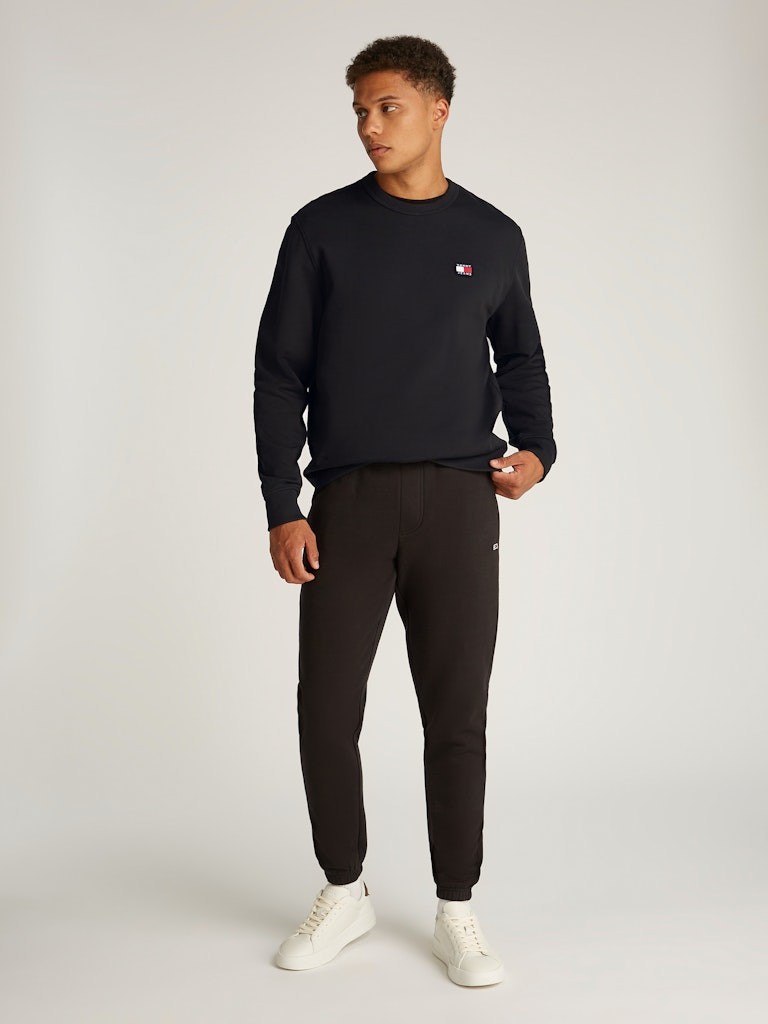 Tommy Hilfiger Erkek Logolu Siyah Sweatshirt - DM0DM20660BDS
