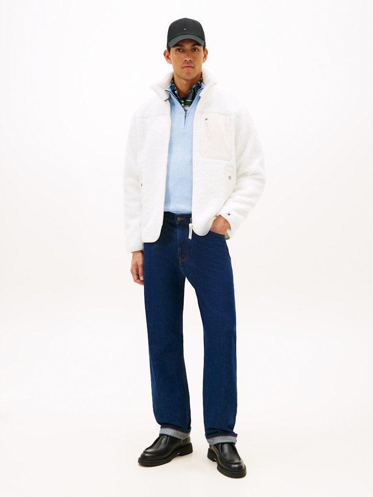 Tommy Hilfiger Erkek Tam Fermuar Beyaz Sweatshirt