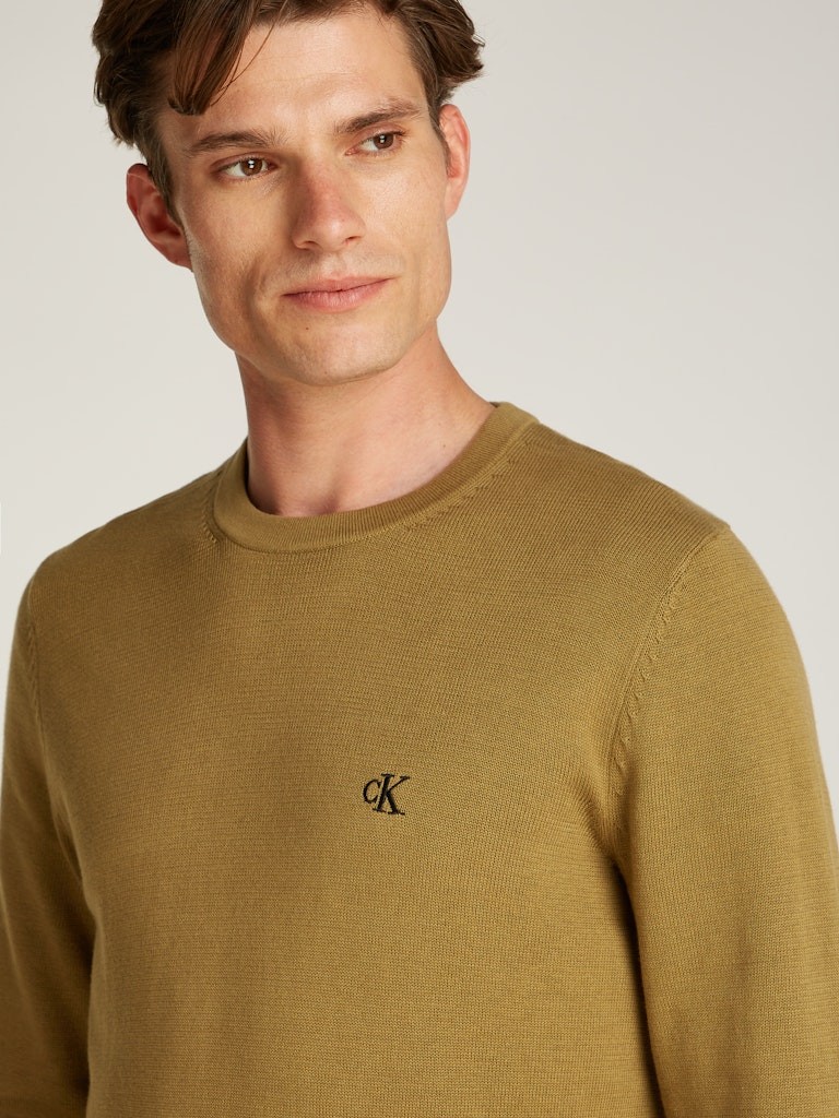 Calvin Klein Pamuk Haki Erkek Uzun Kollu Triko - J30J326745LFF