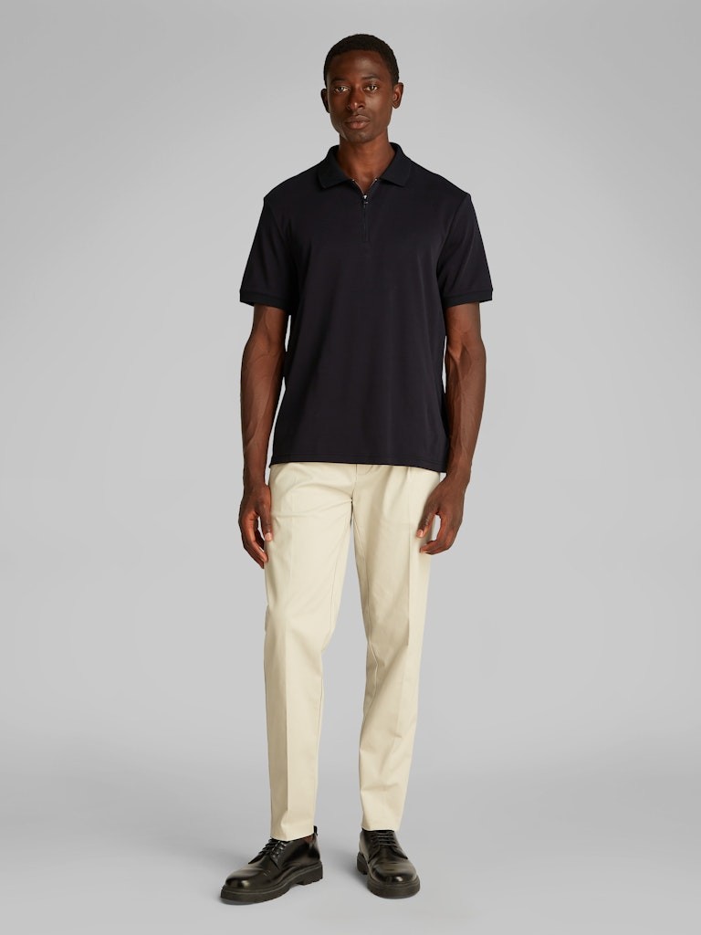 Calvin Klein Organik Pamuk Siyah Erkek Kısa Kollu Fermuarlı Polo Yaka T-Shirt - K10K112754BEH