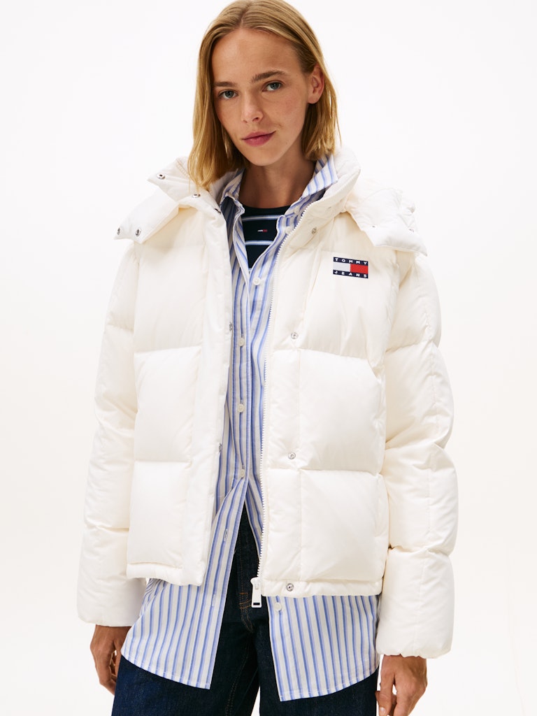 Tommy Hilfiger Kadın Kaz Tüyü Puffer Ekru Mont