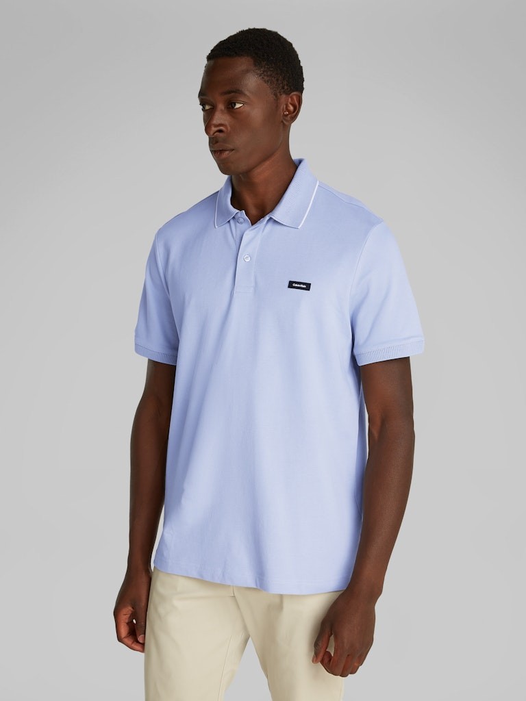 Calvin Klein Organik Pamuk Mavi Erkek Kısa Kollu Fermuarlı Polo Yaka T-Shirt - K10K112754DWE