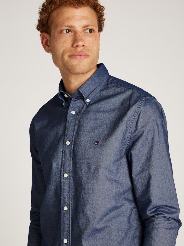 Tommy Hilfiger Oxford Lacivert Erkek Uzun Kollu Gömlek - MW0MW35774DW5