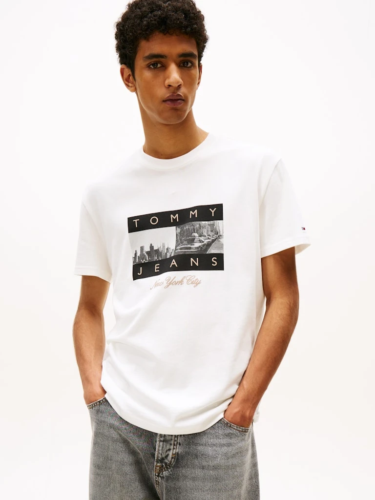 Tommy Hilfiger Erkek O Yaka Beyaz T-Shirt