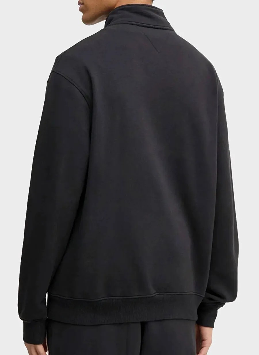 Tommy Hilfiger Siyah Erkek Fermuarlı Regular Fit Sweatshirt - DM0DM21263BDS