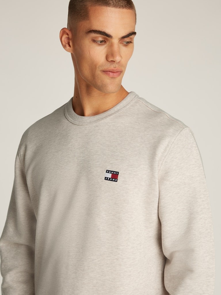 Tommy Jeans Erkek Logolu Bej Sweatshirt - DM0DM20660AE3