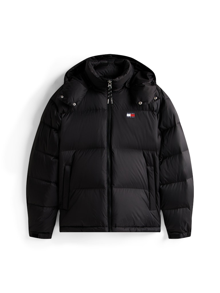 Tommy Hilfiger Erkek Siyah Kaz Tüyü Puffer Kapşonlu Mont