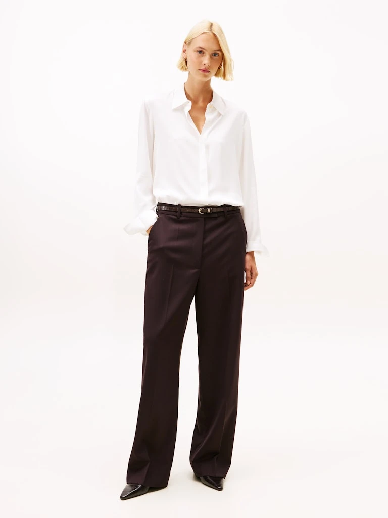 Tommy Hilfiger Kadın Beyaz Viskon Uzun Kollu Gömlek