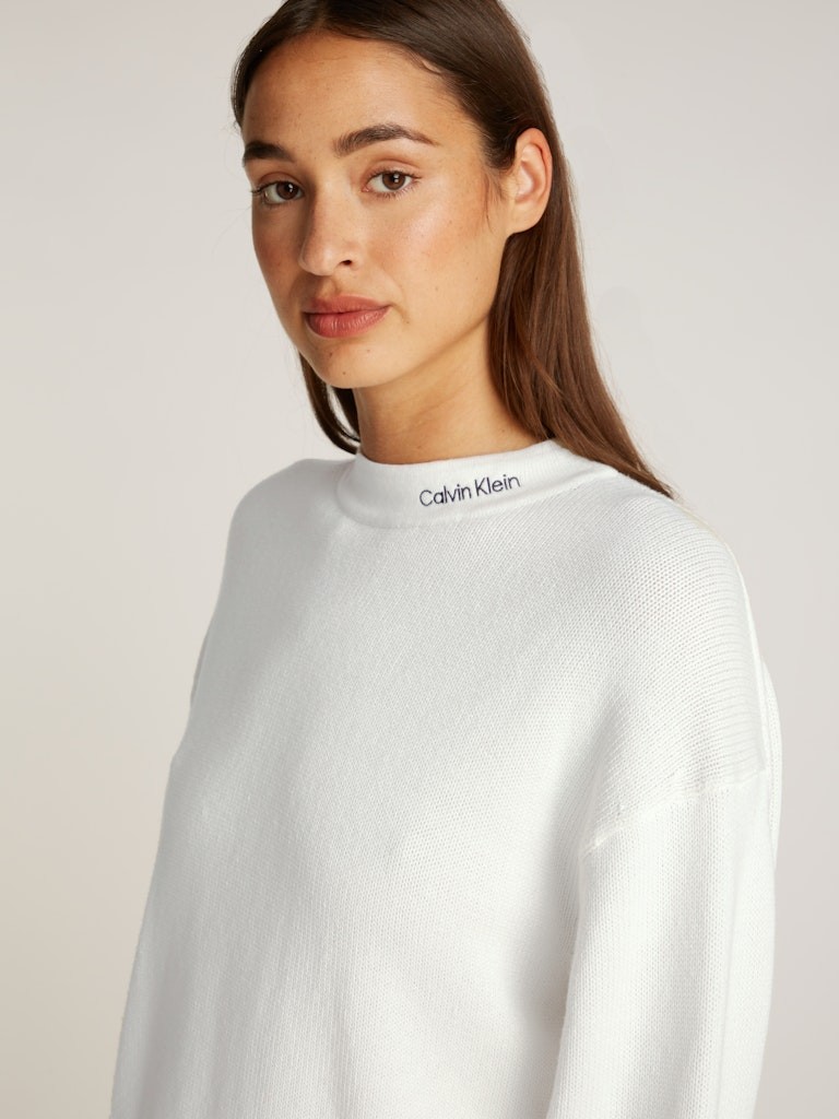 Calvin Klein Organik Pamuk Beyaz Kadın Uzun Kollu Triko - J20J225073YBI