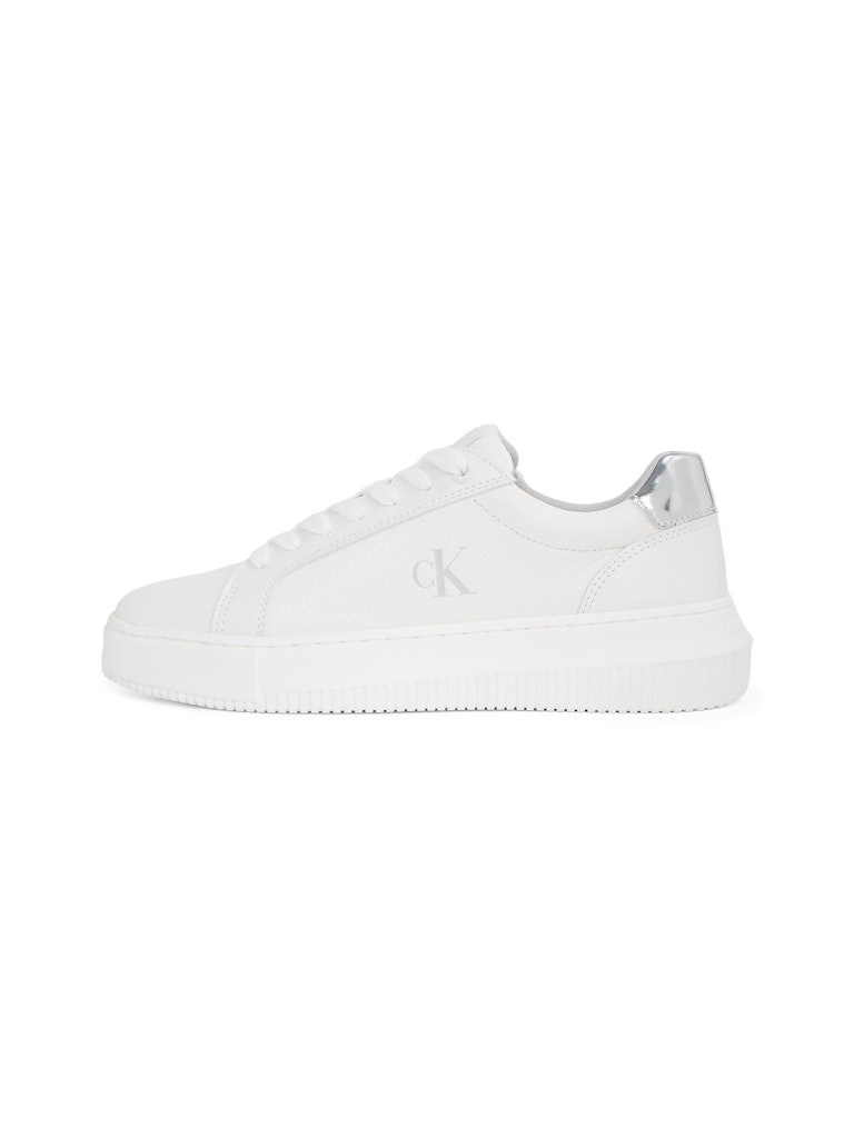 Calvin Klein Deri Beyaz Kadın Kısa Taban Sneakers - YW0YW017690LI