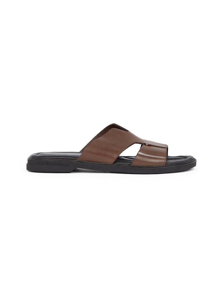 Tommy Hilfiger Deri Kahverengirengi Erkek Kısa Taban Tek Bantlı Sandalet - FM0FM05357GV0