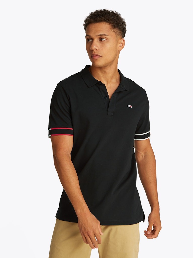 Tommy Hilfiger Pamuk Siyah Erkek Kısa Kollu Düğmeli Polo Yaka T-Shirt - DM0DM21306BDS