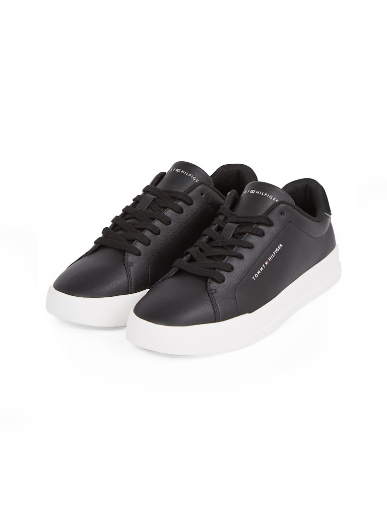 Tommy Hilfiger Deri Siyah Erkek Kısa Taban Sneakers - FM0FM05367BDS