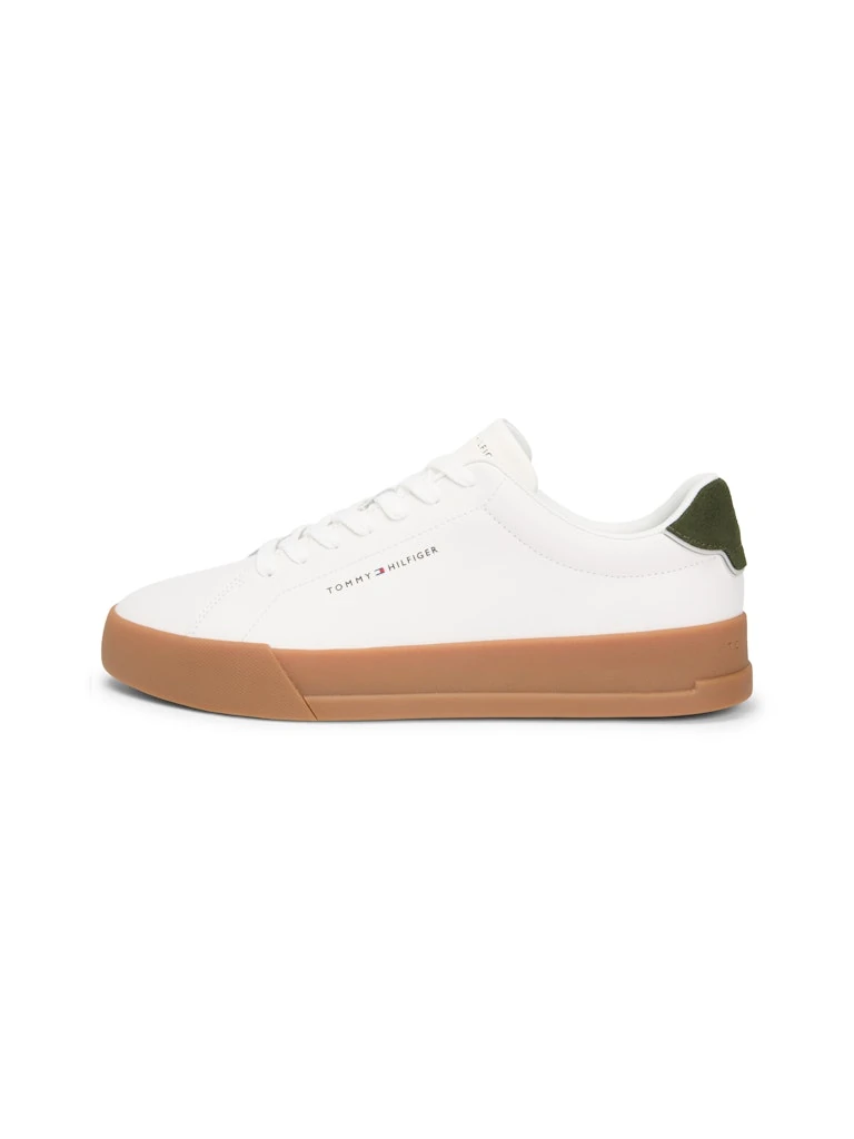 Tommy Hilfiger Erkek Beyaz Deri Kısa Taban Court Sneakers