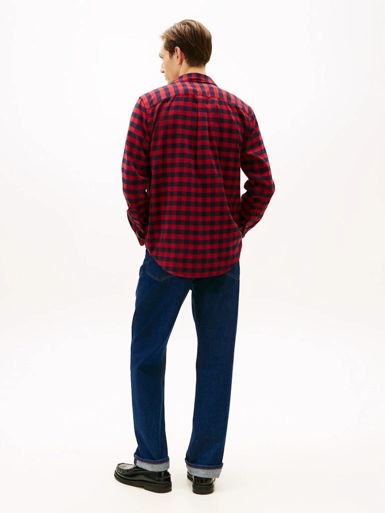 Tommy Hilfiger Erkek Bordo  Normal Kesim Uzun Kollu Gömlek