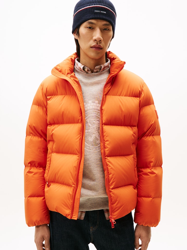 Tommy Hilfiger Erkek Kaz Tüyü Turuncu Puffer Mont