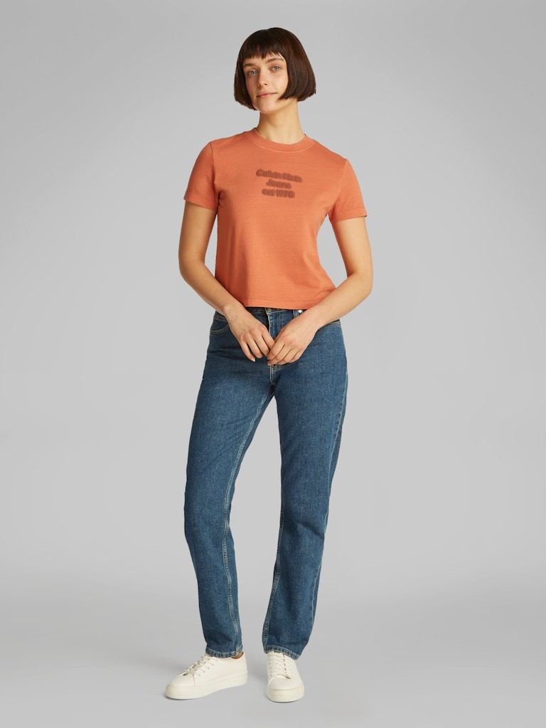 Calvin Klein Rejeneratif Pamuk Kahverengirengi Kadın Kısa Kollu T-Shirt - J20J224988GAM