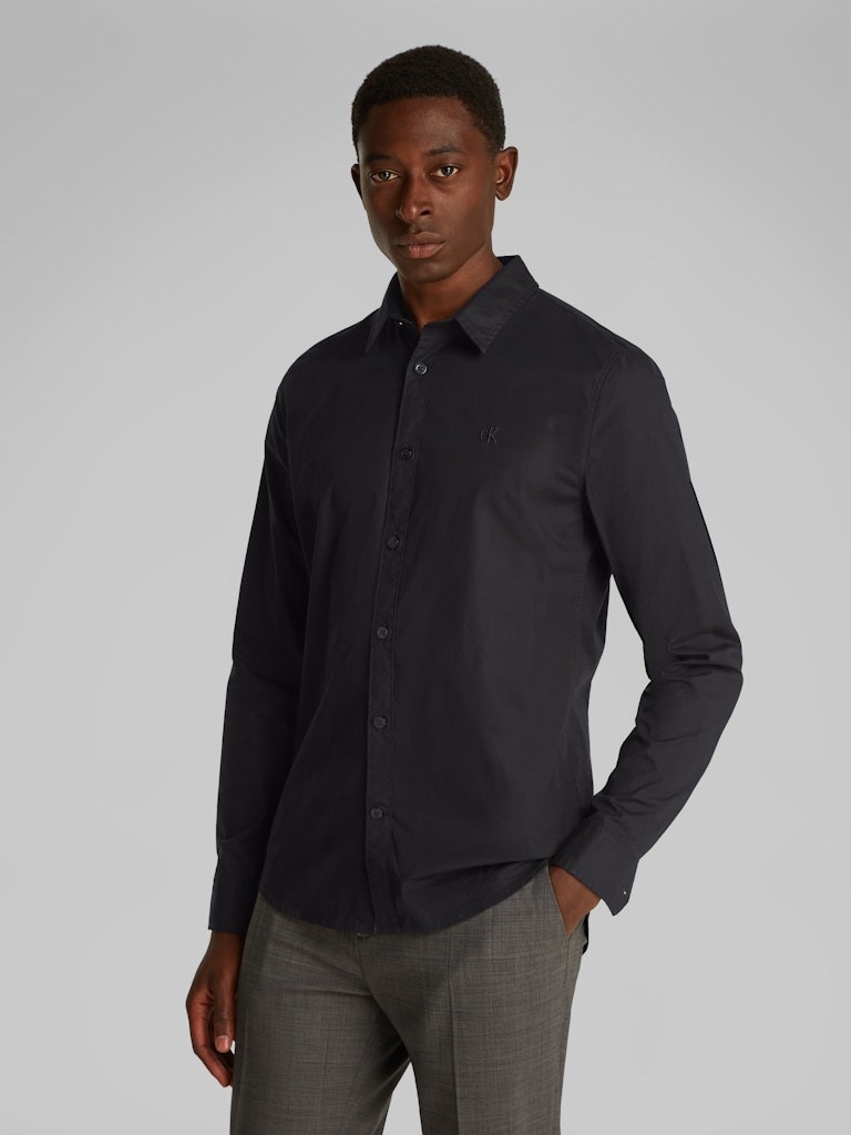 Calvin Klein Streç Pamuklu Slim Fit Gömlek Erkek Siyah Gömlek - J30J324614BEH