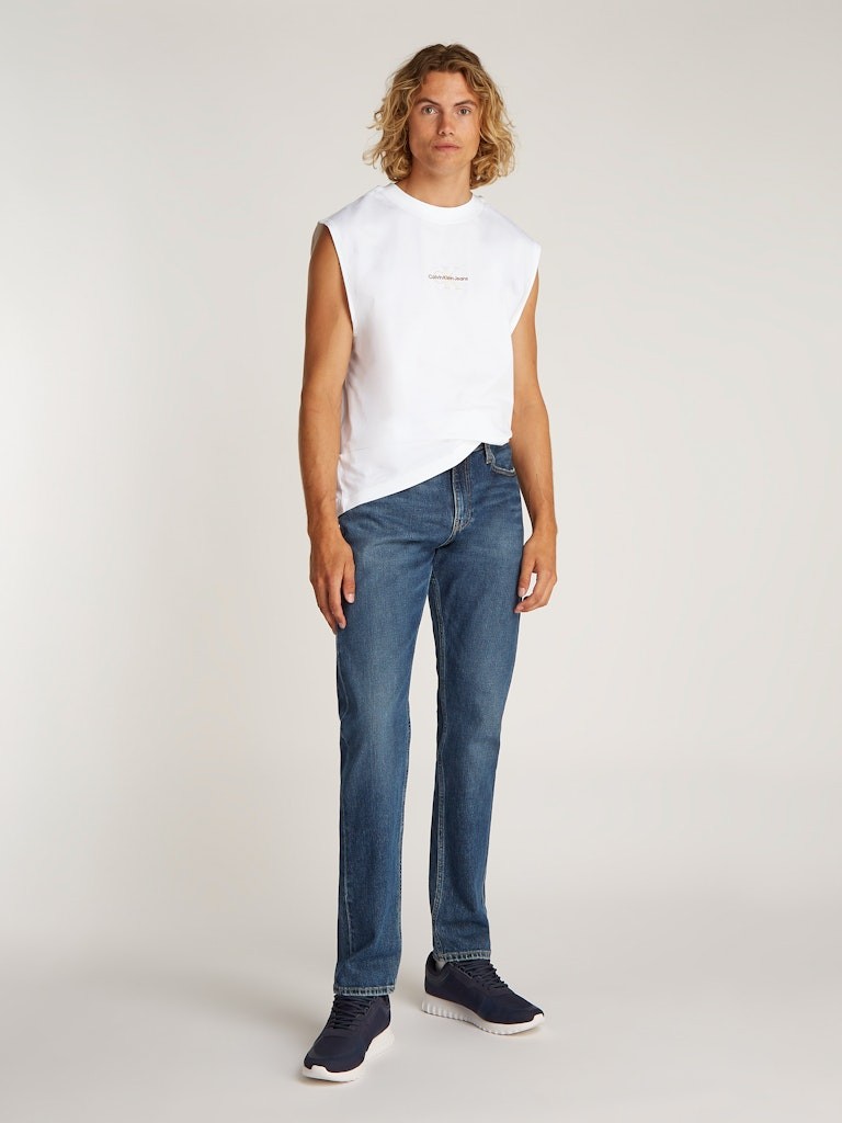Calvin Klein Rejeneratif Pamuk Beyaz Erkek Kolsuz T-shirt - J30J327493YAF