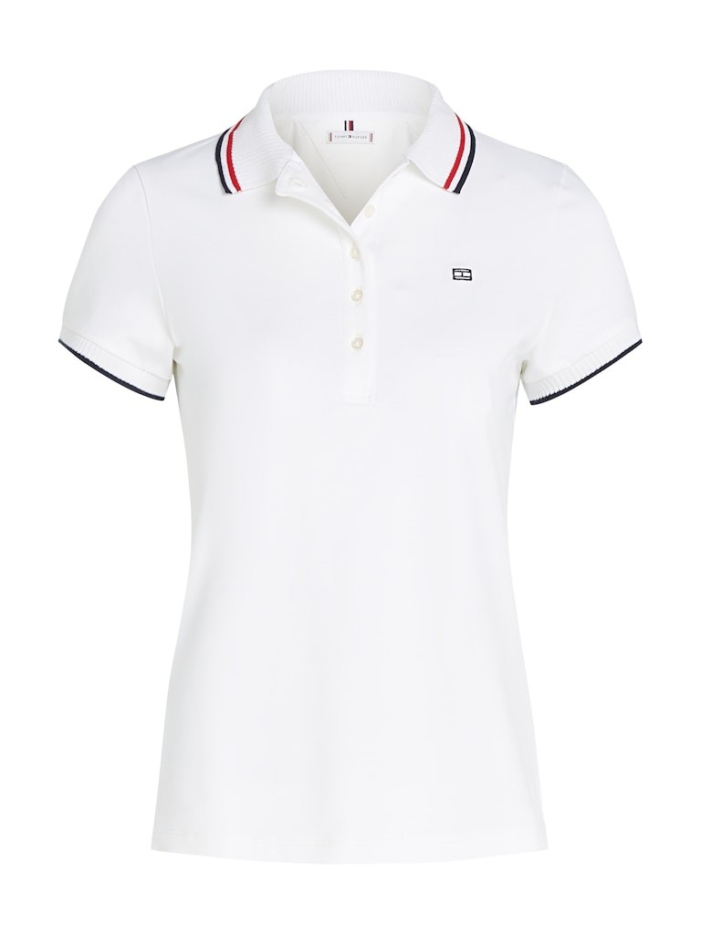 Tommy Hilfiger Rejeneratif Pamuk Beyaz Kadın Kısa Kollu Düğmeli Polo Yaka T-Shirt - WW0WW44517YCF