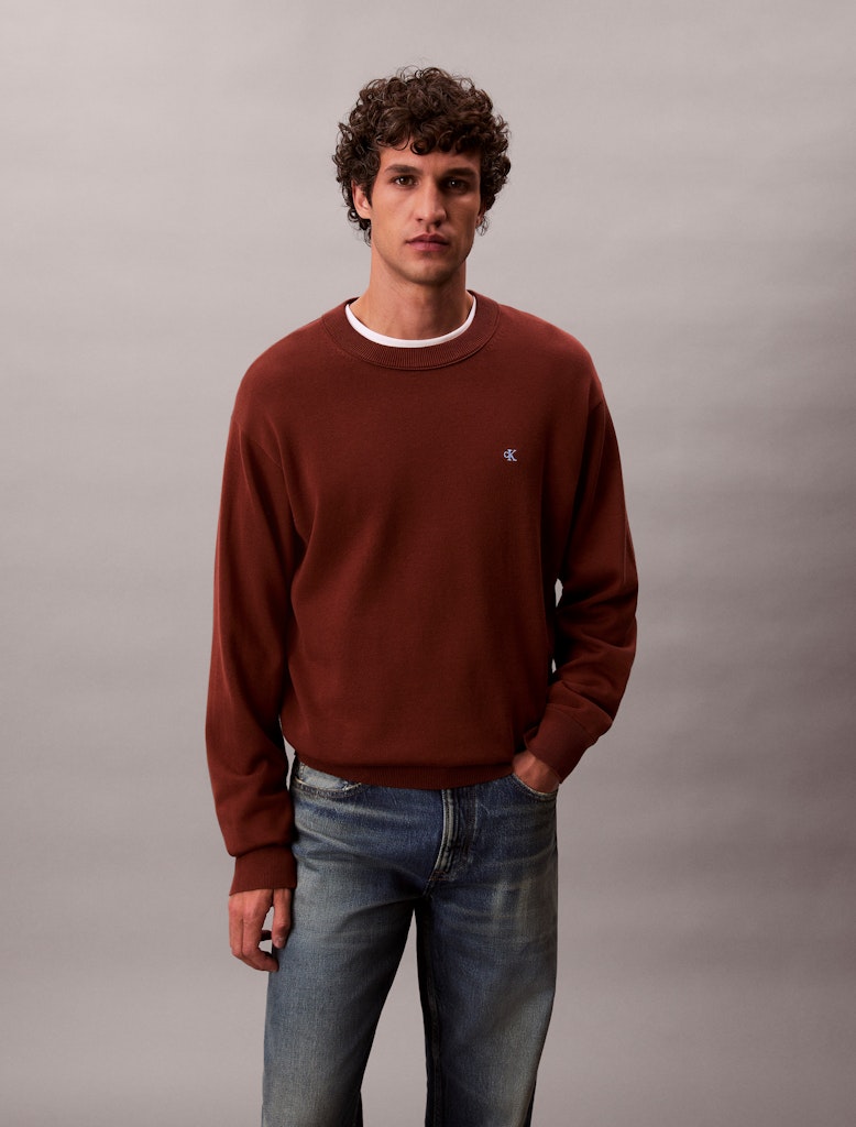 Calvin Klein Erkek Kahverengi O Yaka Triko