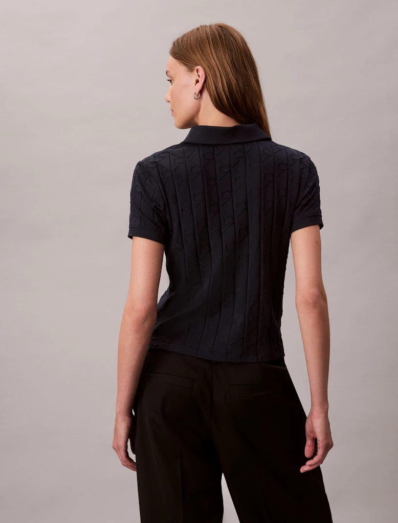 Calvin Klein Kadın Pamuklu Polo Yaka Lacivert T-Shirt