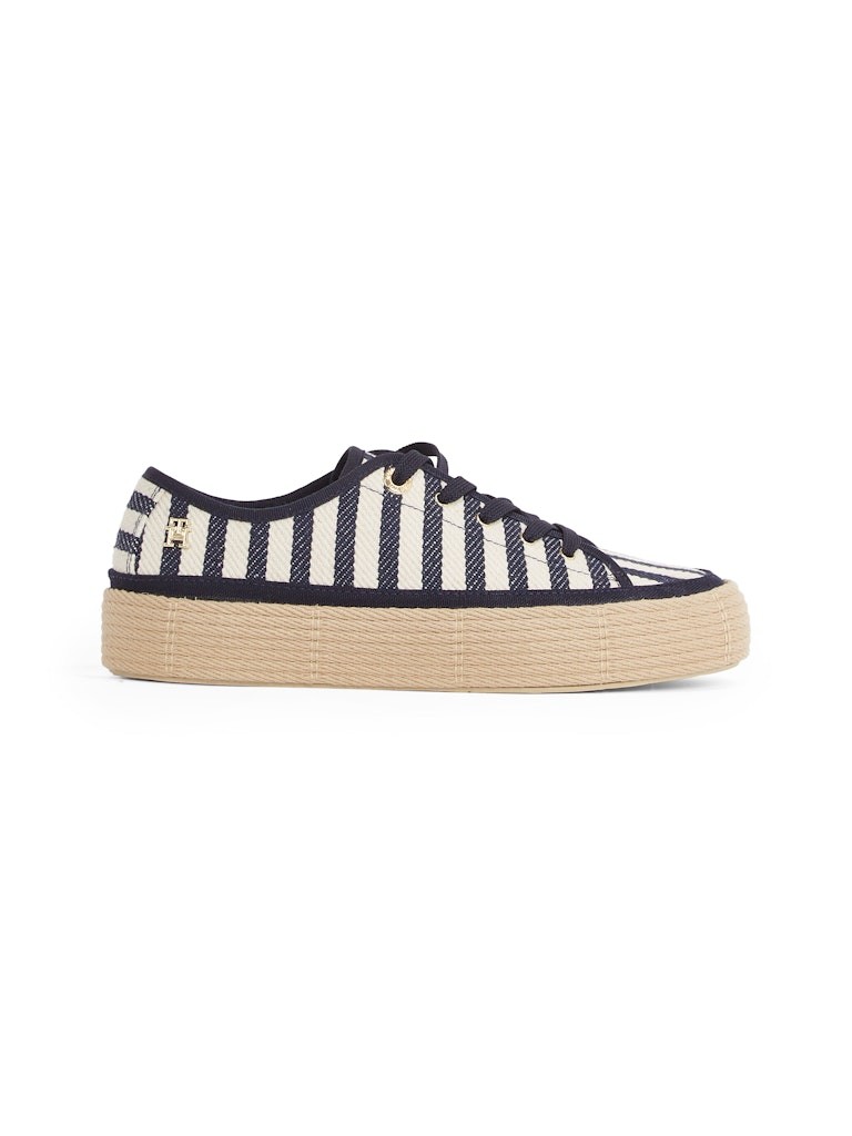 Tommy Hilfiger Pamuk Mavi Kadın Kısa Taban Sneakers - FW0FW086460GZ