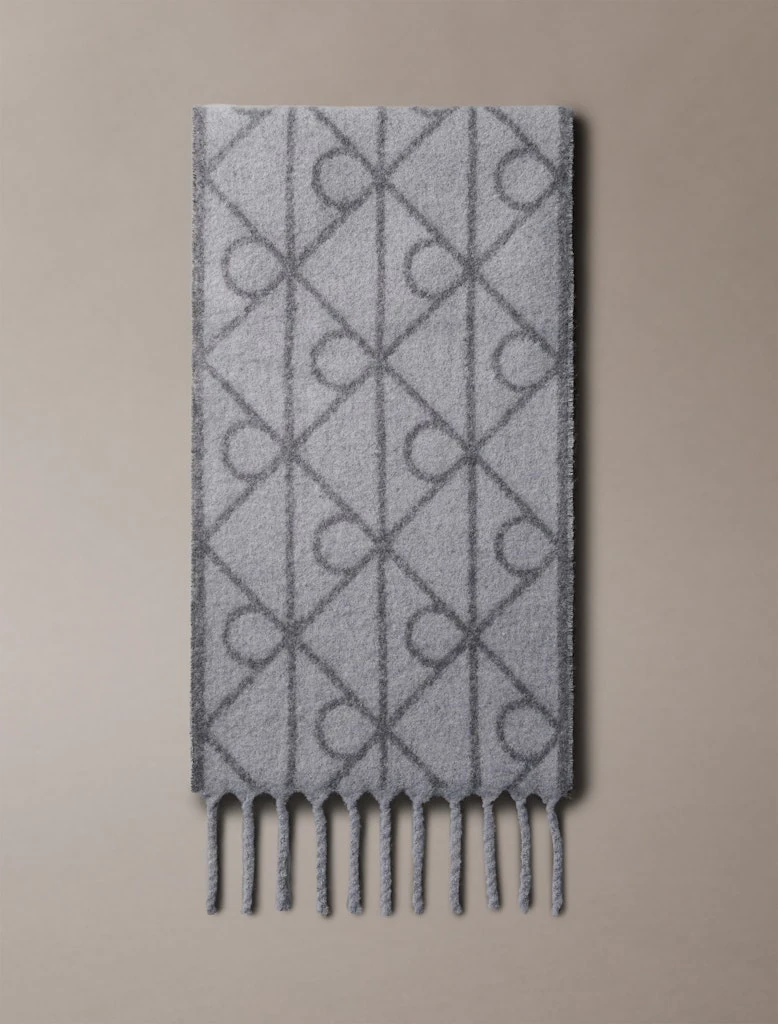 Calvin Klein Erkek Gri Yün Şal