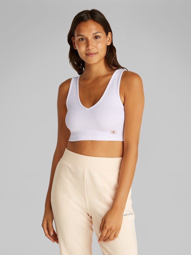 Calvin Klein Rejeneratif Pamuk Beyaz Kadın Kolsuz T-shirt - J20J225308YAA