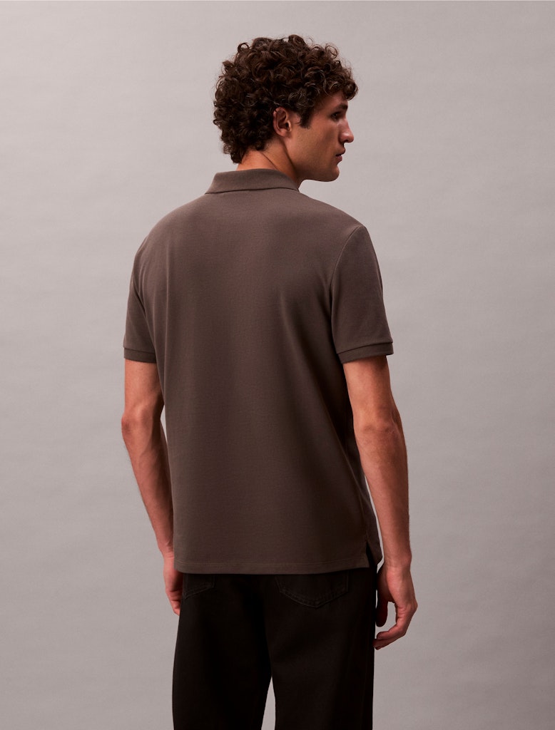 Calvin Klein Erkek Düğmeli Polo Yaka Gri T-Shirt