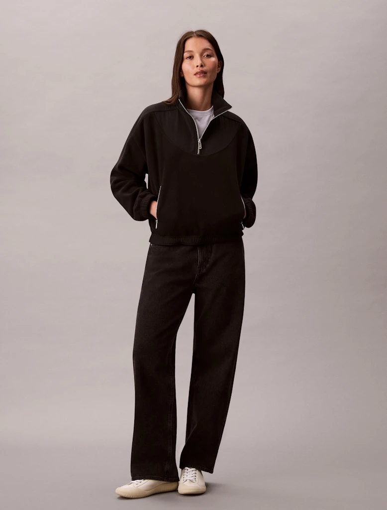 Calvin Klein Kadın Siyah  Yarım Fermuarlı  Sweatshirt