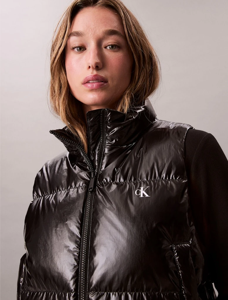 Calvin Klein Kadın Siyah  Puffer Boğazlı Yelek