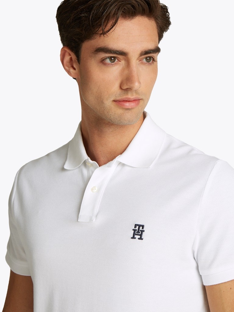 Tommy Hilfiger Organik Pamuk Beyaz Erkek Kısa Kollu Düğmeli Polo Yaka T-Shirt - MW0MW33167YBR