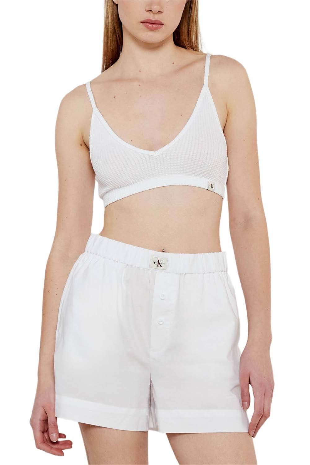 Calvin Klein Pamuk Beyaz Kadın Askılı T-shirt - J20J225305YAA