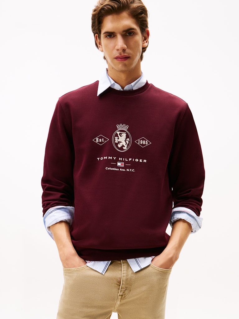 Tommy Hilfiger Erkek O Yaka Bordo Sweatshirt