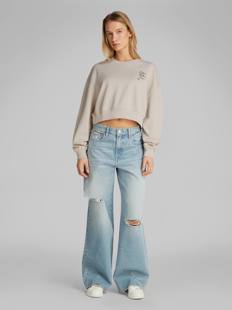 Calvin Klein Pamuk Gri Kadın O Yaka Sweatshirts - J20J224743PDH