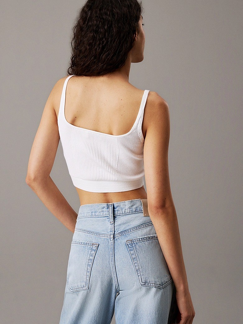 Calvin Klein Rejeneratif Pamuk Beyaz Kadın Askılı Triko - J20J225227YAA