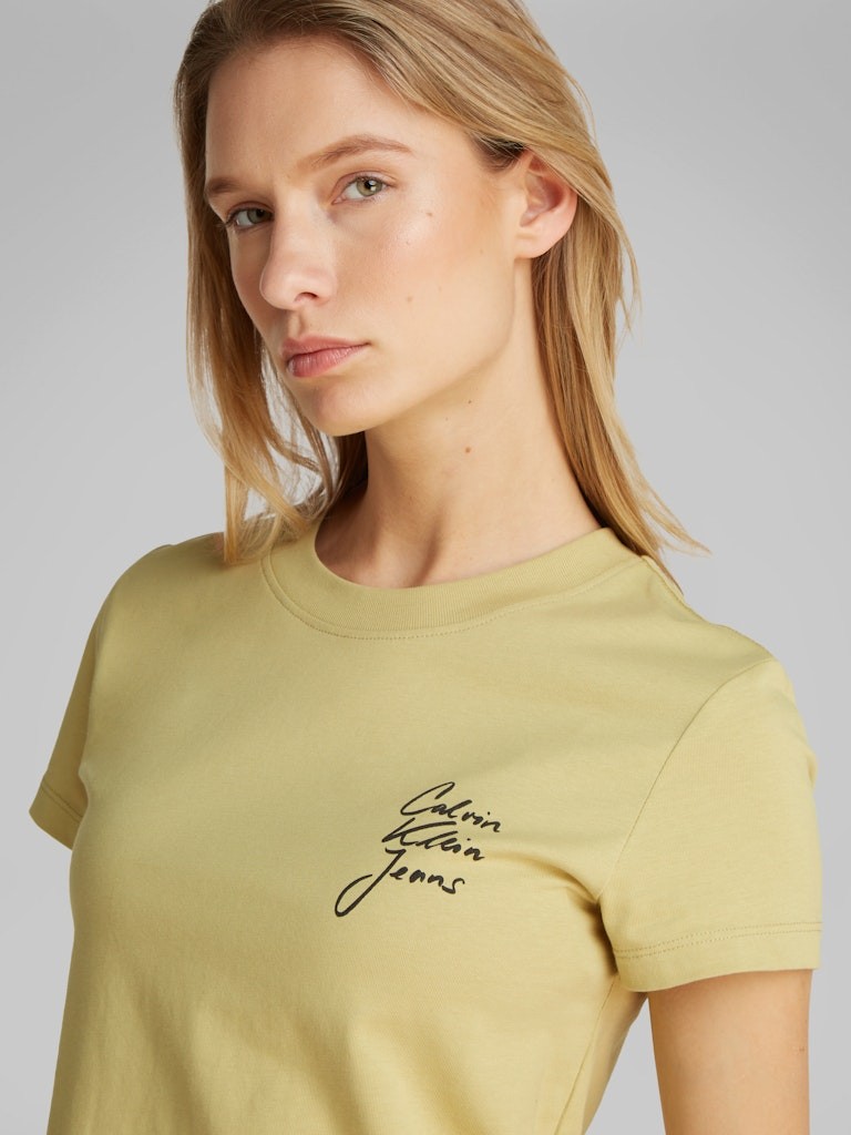 Calvin Klein Rejeneratif Pamuk Yeşil Kadın Kısa Kollu T-Shirt - J20J224984LHE