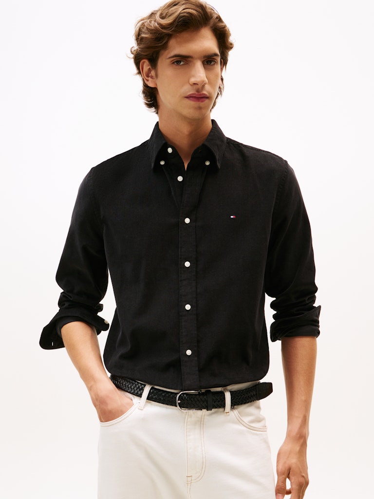 Tommy Hilfiger Erkek Normal Kesim Siyah Gömlek