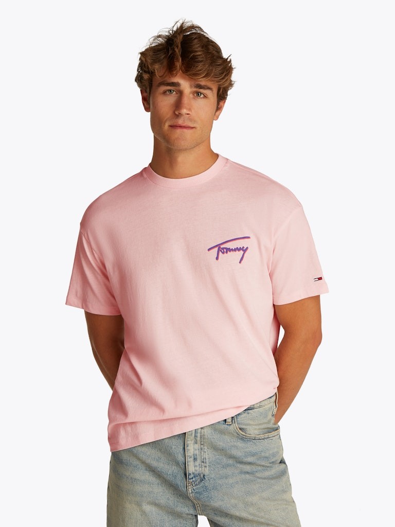 Tommy Hilfiger Rejeneratif Pamuk PEMBE Erkek Kısa Kollu T-Shirt - DM0DM20768TH3