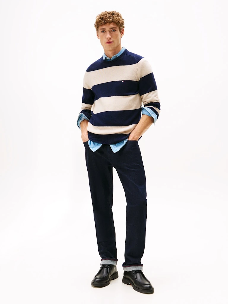 Tommy Hilfiger Erkek O Yaka Lacivert Triko