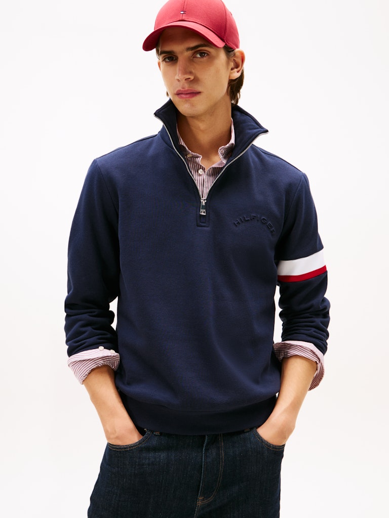 Tommy Hilfiger Erkek Yarım Fermuar Lacivert Sweatshirt
