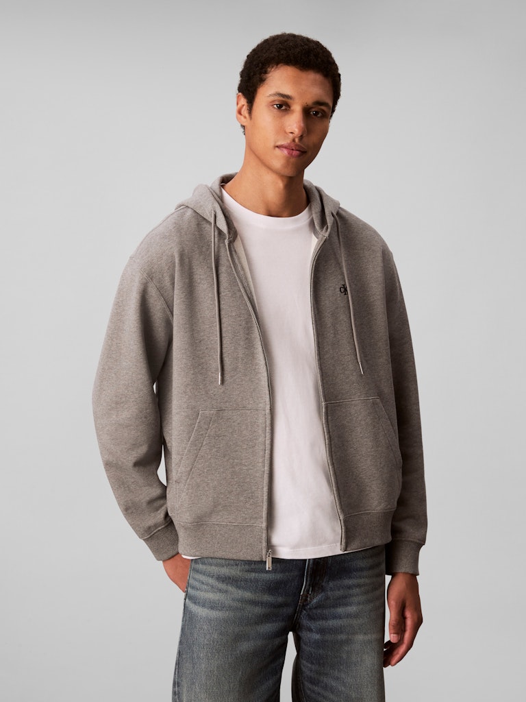 Calvin Klein Erkek Gri Kapşonlu Sweatshirt
