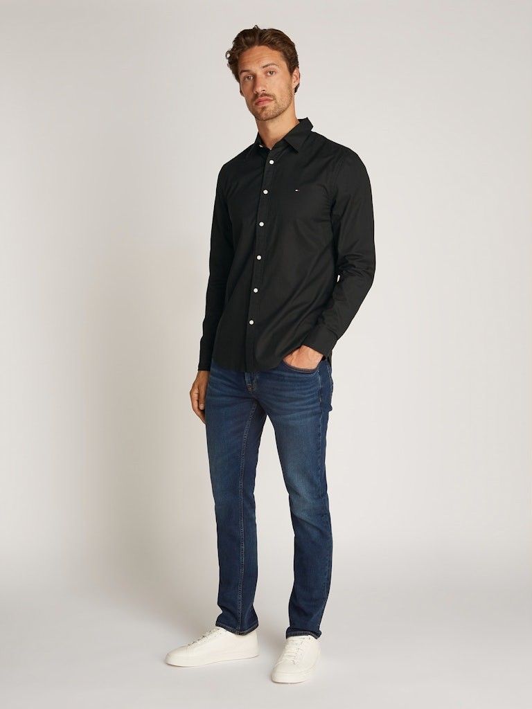 Tommy Hilfiger Poplin Siyah Erkek Uzun Kollu Gömlek - MW0MW38137BDS