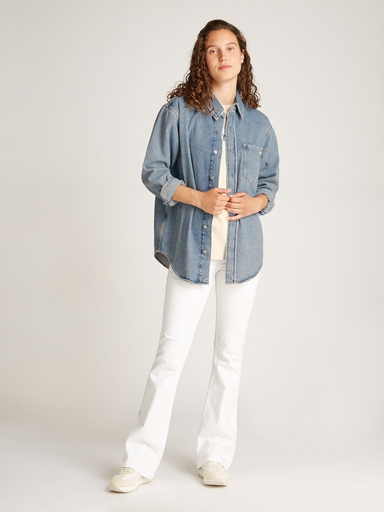 Calvin Klein Denim Mavi Kadın Uzun Kollu Gömlek - J20J2255161AA