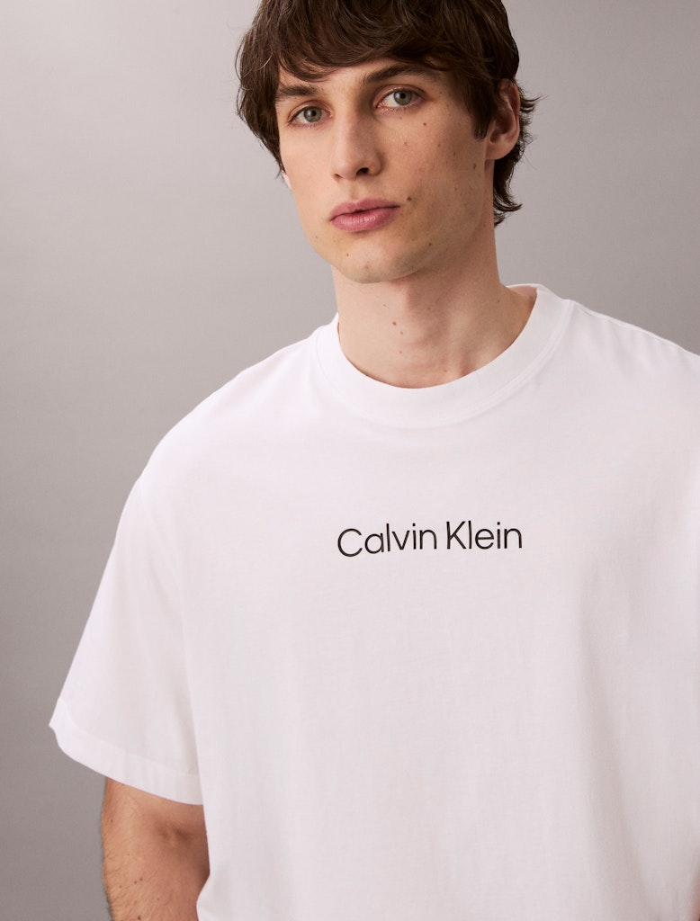 Calvin Klein Erkek Beyaz O Yaka Logolu T-Shirt