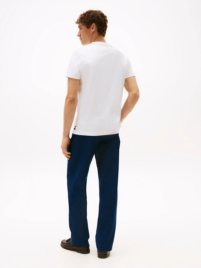 Tommy Hilfiger Erkek Beyaz Pamuk O Yaka T-Shirt